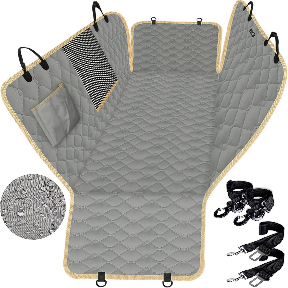 Lassie Dog Car Seat Covers for Back Seat with 2 Seat Belts - Gray / Truck