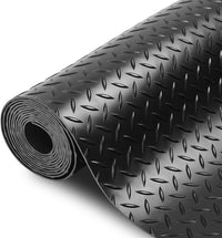 SEAL 4 x 8 Ft Premium Garage Floor Mat, Solid 2.8mm Thickened Black Commercial Grade Heavy Duty Parking Mat for Garage Floor, Golf Cart, Water/Stain Resistant Floor Runner (Embossed Diamond Plate)