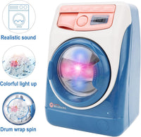 deAO Washing Machine Toy for kids Sound Lights Laundry Play Set - Blue - image 3