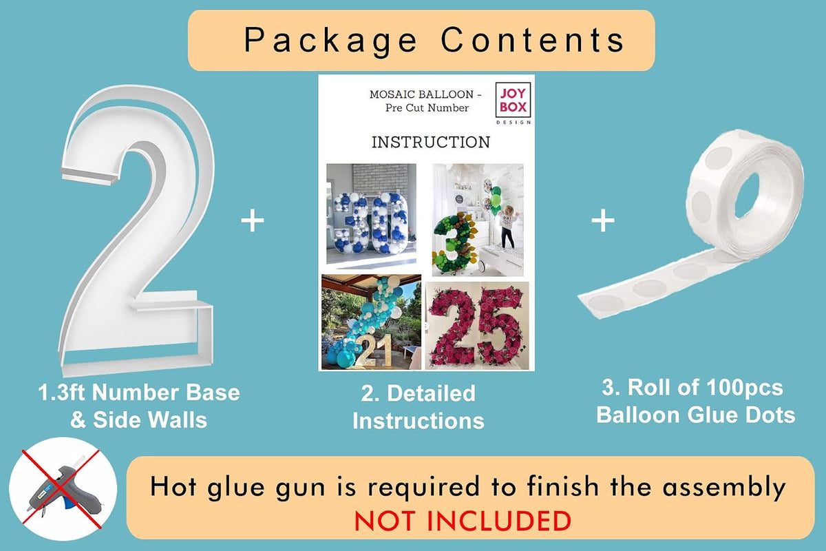 JoyBox Design 3FT DIY Mosaic Balloon Number 1 Frame - Number 2 - image 3