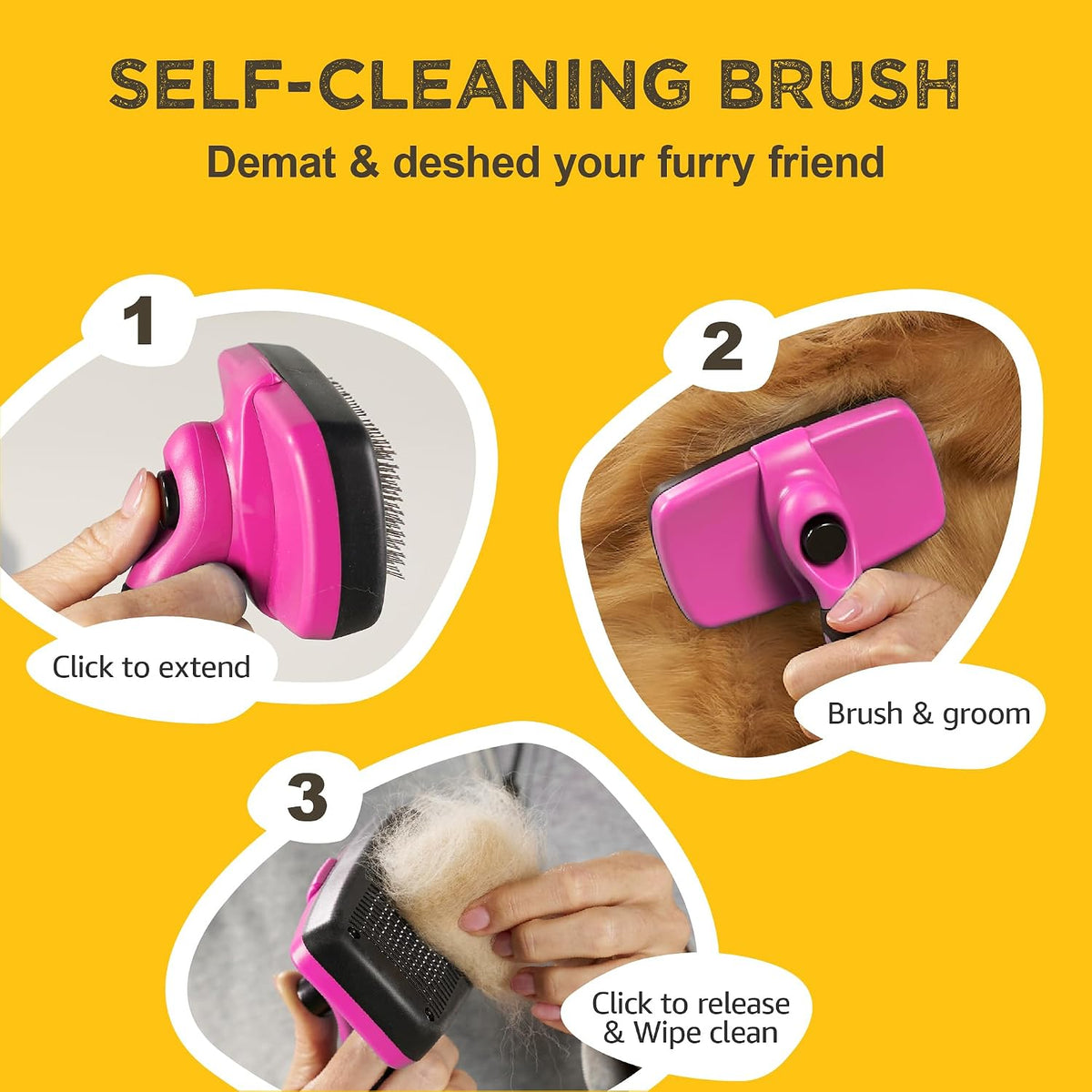 Deshedding Dog Brush for Shedding - Pink - image 3