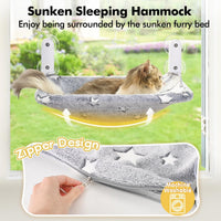 Glow in the Dark Cat Window Perch, Foldable Cordless Pet Hammock - 2PC Stars - M - image 2