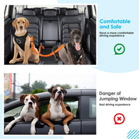SlowTon Double Dog Seat Belt for Car with Elastic Bungee Buffer - J.Orange / 2 Medium in 1 - image 4