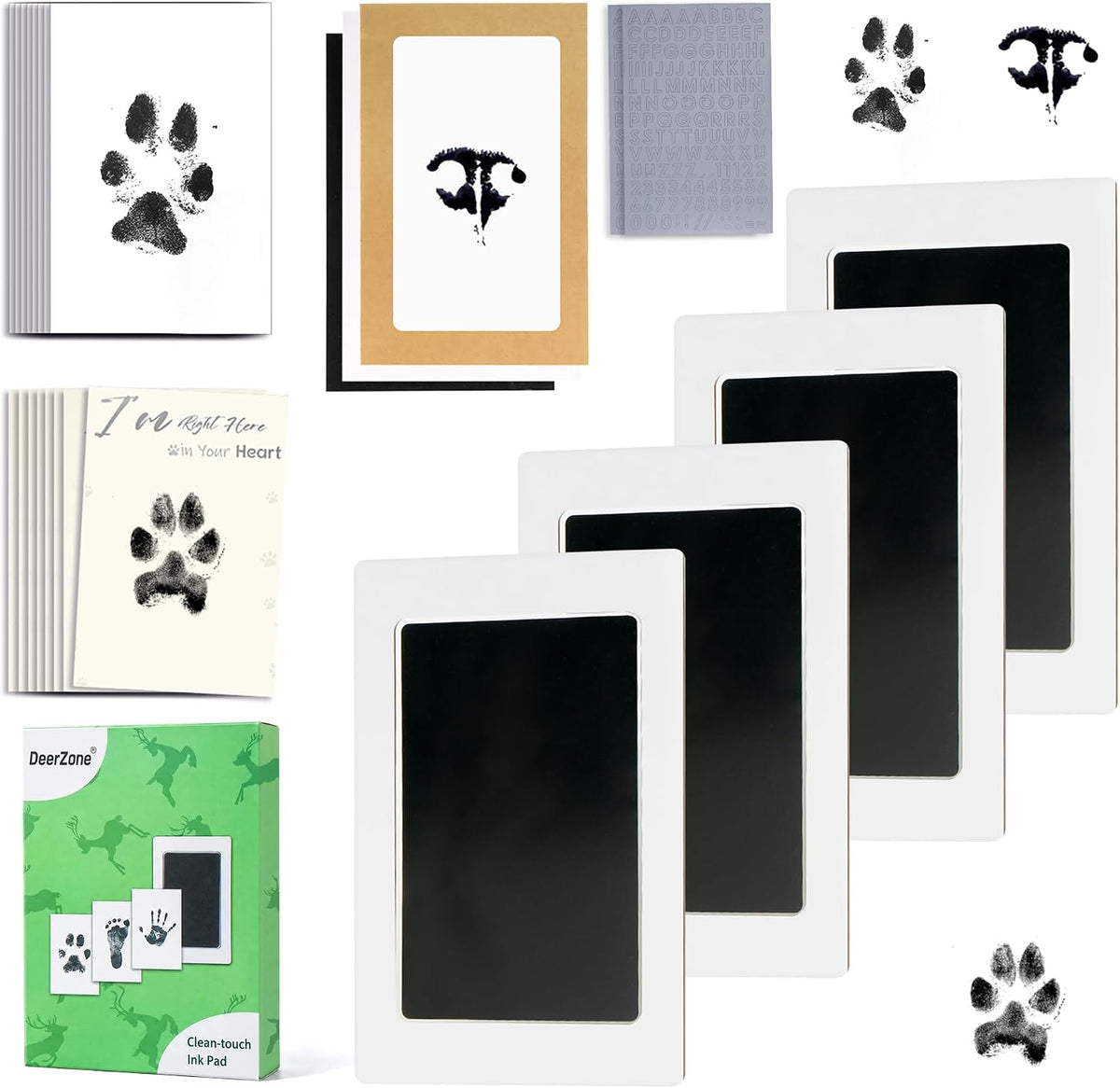 Inkless Paw Print Kit, Dog Paw Print Kit, Dog Nose Print Kit - Black / Small-Medium 4 Pack
