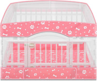 2 Pack Dog Playpens Cover and Bottom Mat Fits 4 Panels - Pink