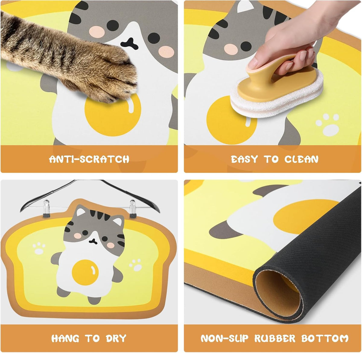 Cat Food Mats for Floor, Dog Pet Water Bowl Feeding Placemats for Food and Water Grey 17.7 * 9.8 - Egg / 23.6"L x 13.7"W - image 3