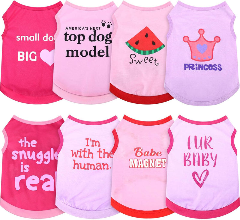 Reginary 8 Pcs Dog Shirts Girl Small Dog Clothes - Cute Pattern / Small