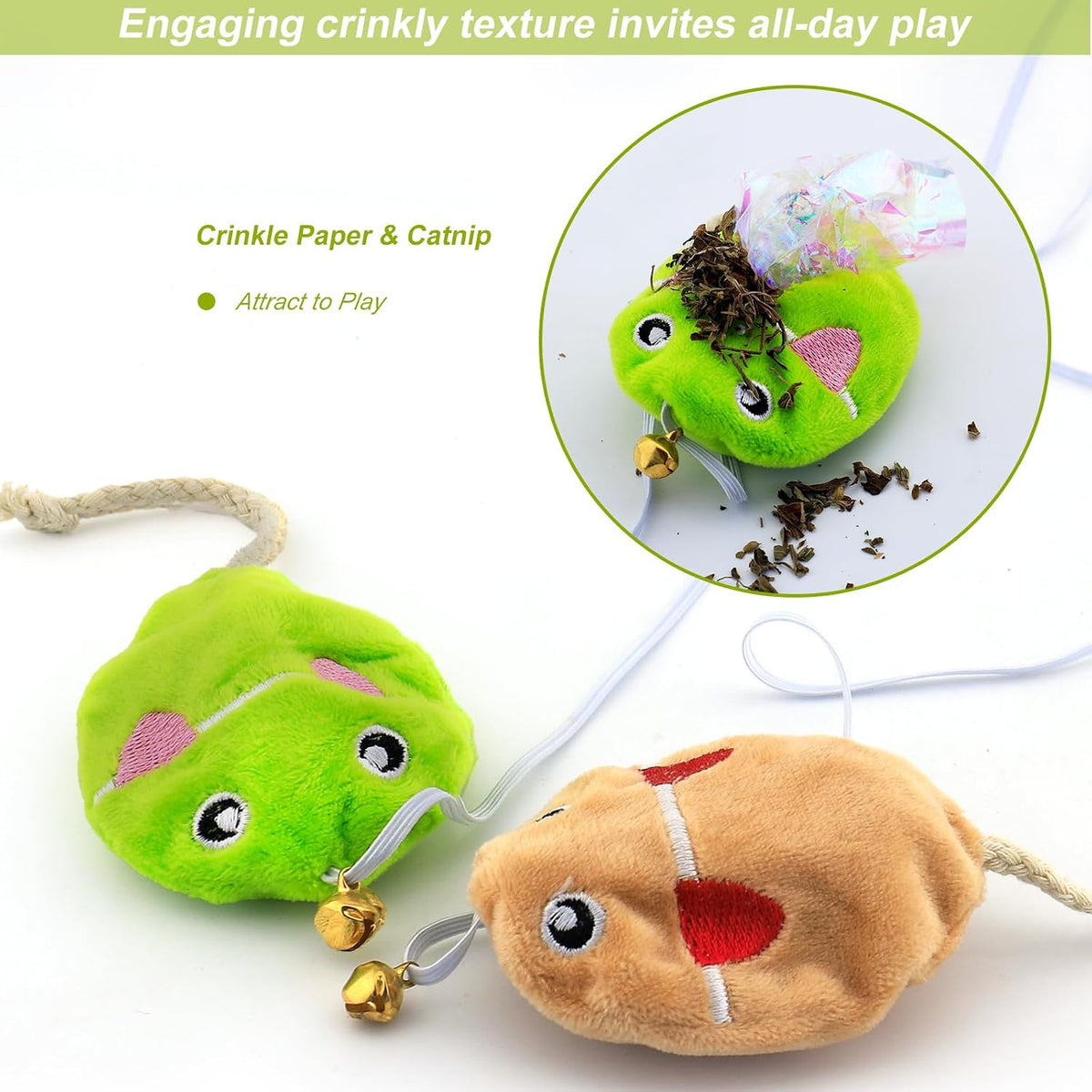 Interactive Cat Toy Wand with Catnip Mouse - 5 Pack Mouse - image 3