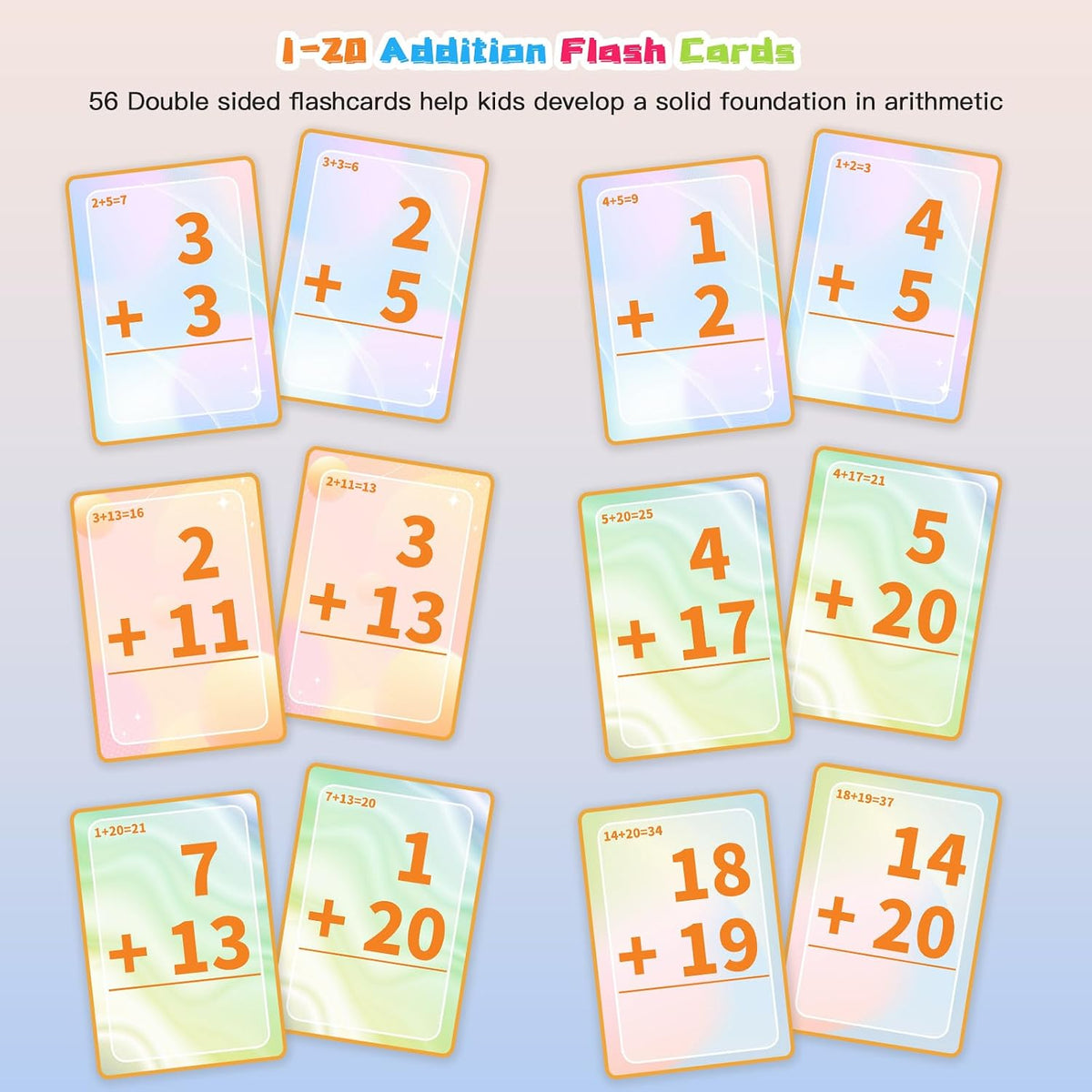 Alened addition and subtraction flash cards with rings and dry-erase markers - view 16