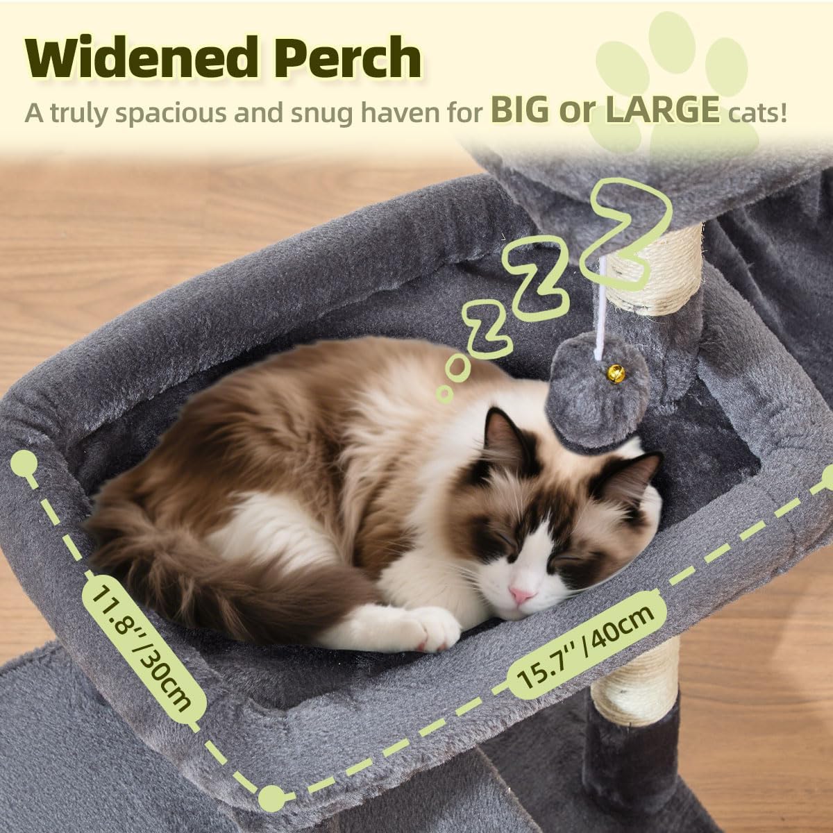 Taoqimiao 32.2in Cat Tree with Toy - Smoky Gray / 32.2 inch - image 2