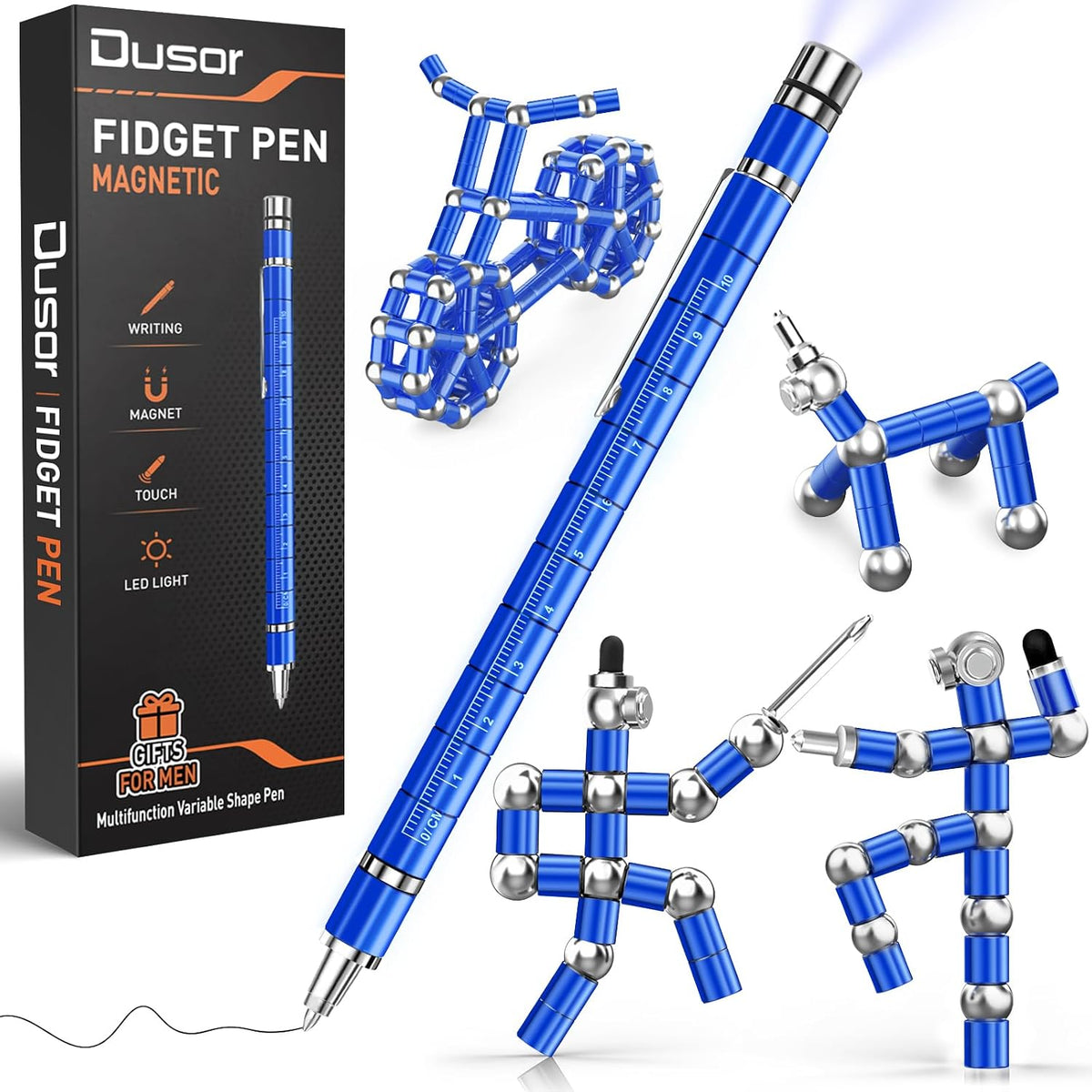 Gifts for Men Fidget Pen, Christmas Stocking Stuffers for Men Teen Boys – Fun for Kids & Family - Blue