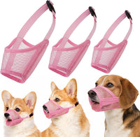 Mesh Dog Muzzle Suits for Small Medium Large Dogs Dog Muzzle Set – Essentials for Dogs - Pink / Medium 3 PCS(S-L)