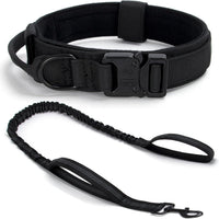 Tactical Dog Collar, Adjustable Military Training Nylon Pet Collar, Black L – Essentials for Dogs - Black Set / XXLarge :Width 1.5",Neck 24-29"