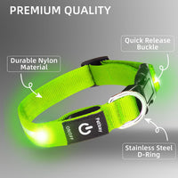 Super Bright LED Dog Collar, Waterproof Light up Collars – Essentials for Dogs - M (Width:1",Length:14.5" - 19.5") / Green - image 4