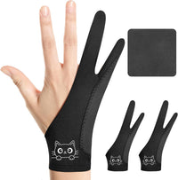 Artist Drawing Glove: 3-Layer Palm Rejection for iPad & Drawing - Midnight Kitty(2 Pack) / Medium