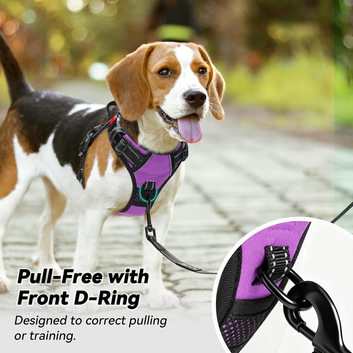 PoyPet No Pull Dog Harness Medium with Front Clip & Neck Release - XS / Purple - image 3