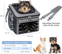 Dog Bike Basket, Soft-Sided Dog Bike Carrier with 4 Mesh Windows for Small Dog Cat Puppies - Grey - Grey - image 4