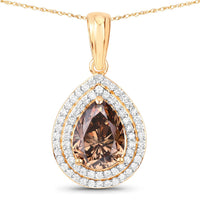 IGI Certified 2.01 Carat Genuine Brown Diamond Center and 0.29cttw White Diamond 18K Yellow Gold Pendant (2.30cttw)