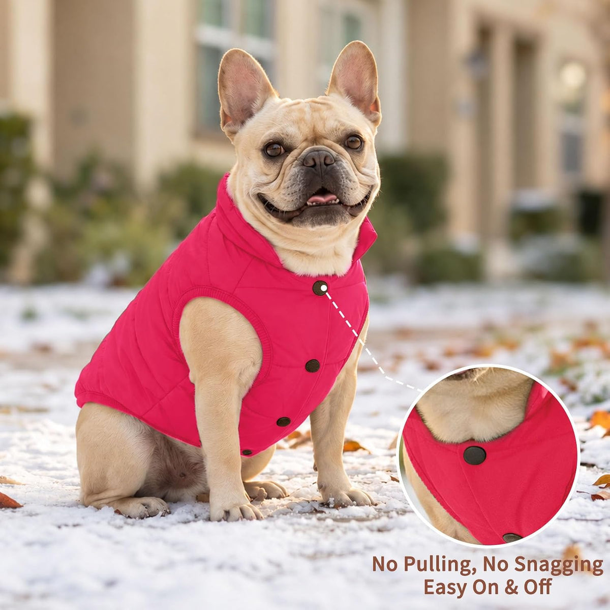 Fleece Lined Dog Jacket for Small Dogs, Winter Dog Coat - Pink / X-Large - image 2