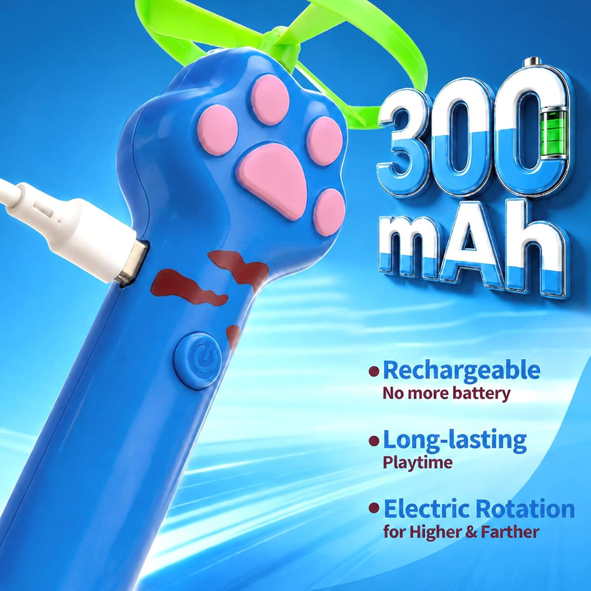 Cat Toy Disc Launcher, Rechargeable Interactive Cat Fetch Toy Launcher with 8 Flying Discs, Flying - Blue - image 3