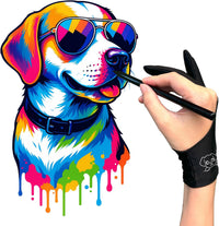 Artist Drawing Glove: 3-Layer Palm Rejection for iPad & Drawing - Midnight Puppy(2 Pack) / Small - image 2