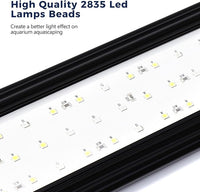 Tatub 23W LED Aquarium Light for 36"-42" Fish Tank, Full Spectrum Fish Tank Light with White Blue Red Green LEDs, 10 Levels of Brightness，Timer Auto On/Off