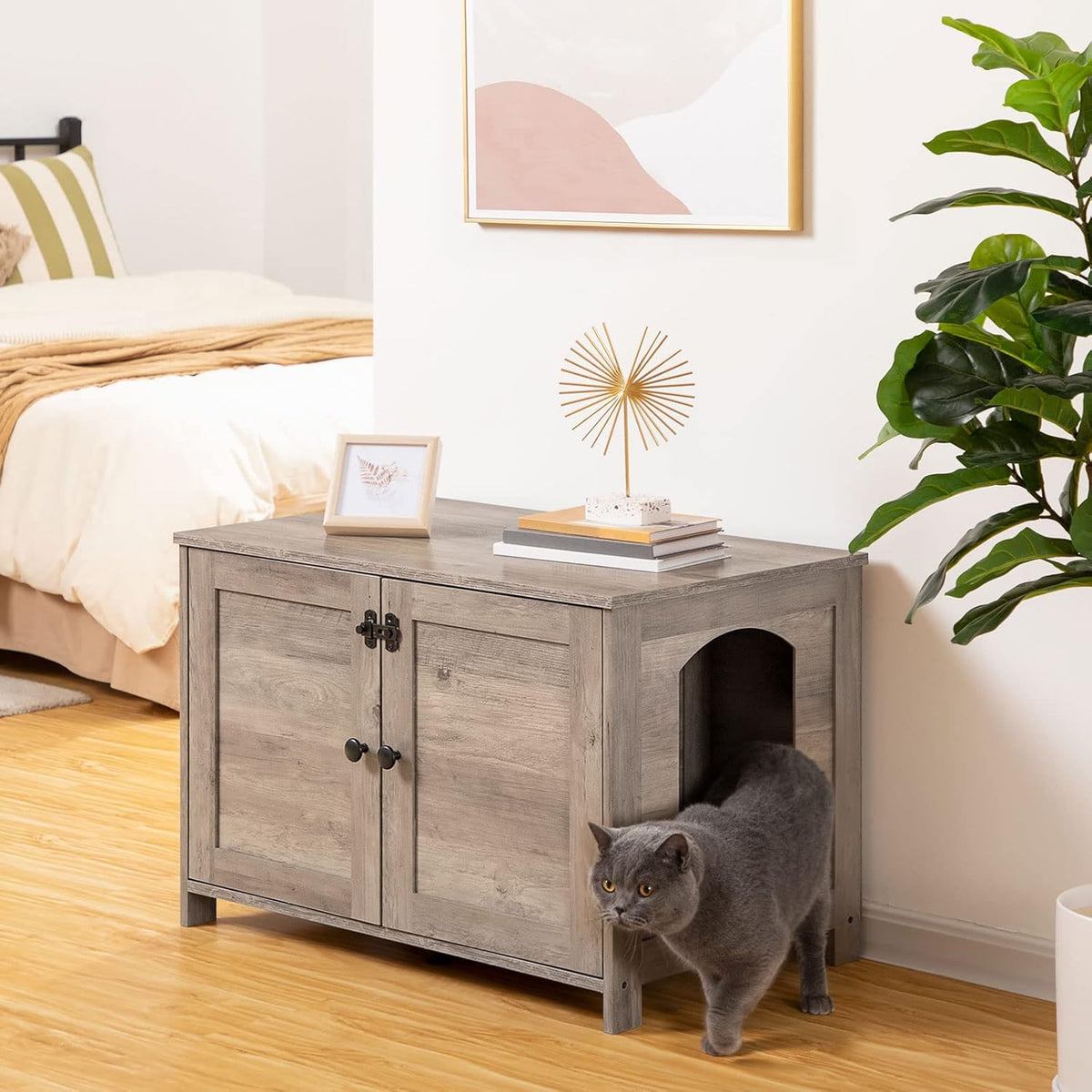 HOOBRO Litter Box Enclosure - Greige / 31" L x 17.5" W x 19.7" H - image 3
