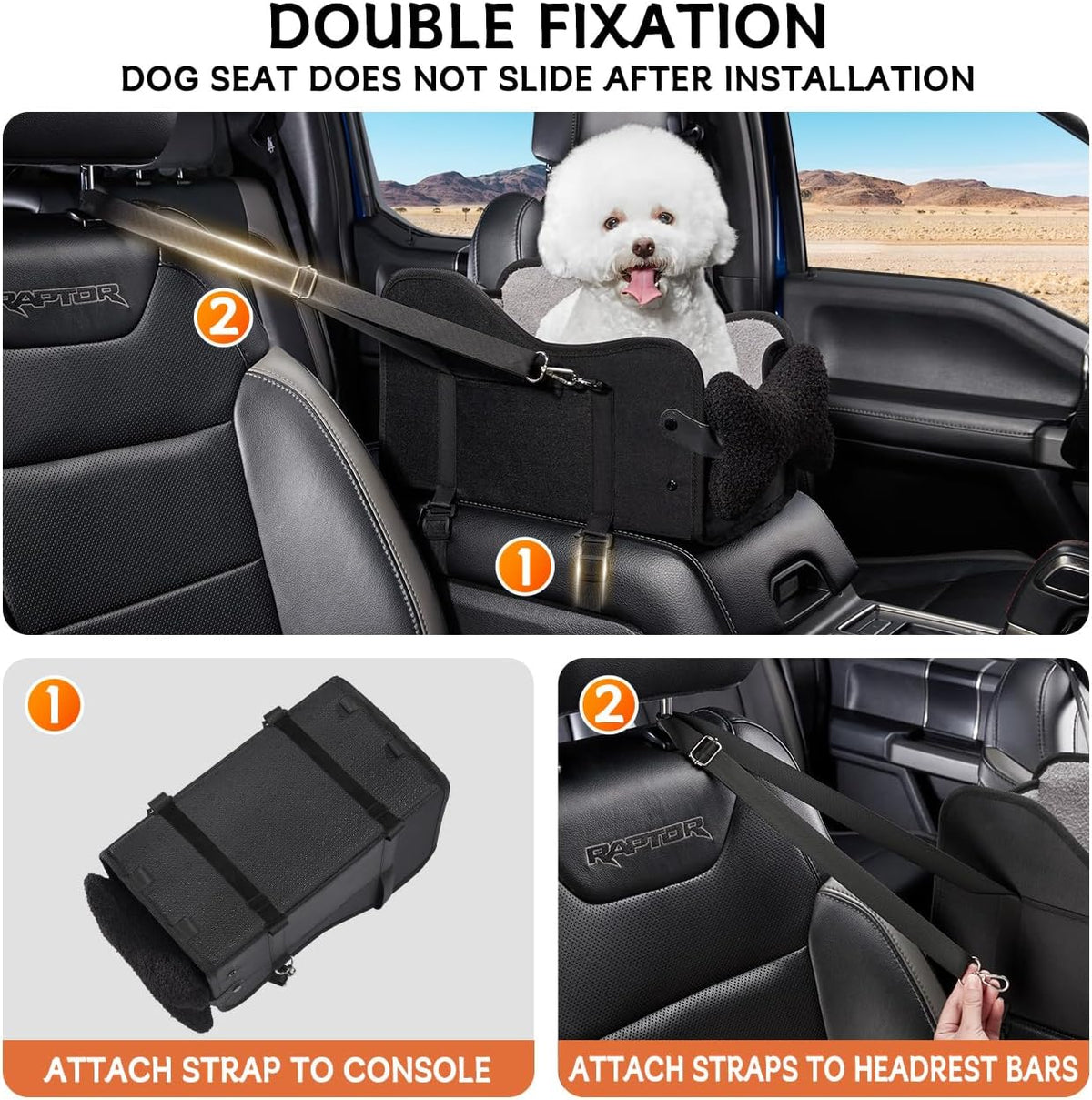 Center Console Dog Car Seat for Small Dogs - black - image 3