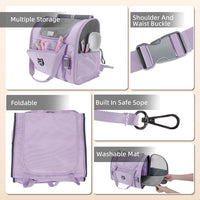 Expandable Large Cat Carrier Backpack, Supports up to – Essentials for Dogs - 16.5"L x 9.0"W x 13.4"H / Lavender - image 2