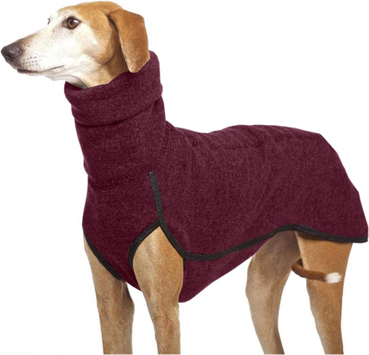 Esobo Fleece Dog Apparel Winter Warm Dog Coat Doggie Turtleneck Cozy - Wine red / Medium