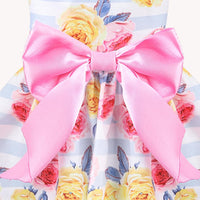 PUPTECK Classic Beige Plaid Dog Dress with Bow Puppy Skirt Clothes M – Essentials for Dogs - Pink(Floral) / Medium - image 3