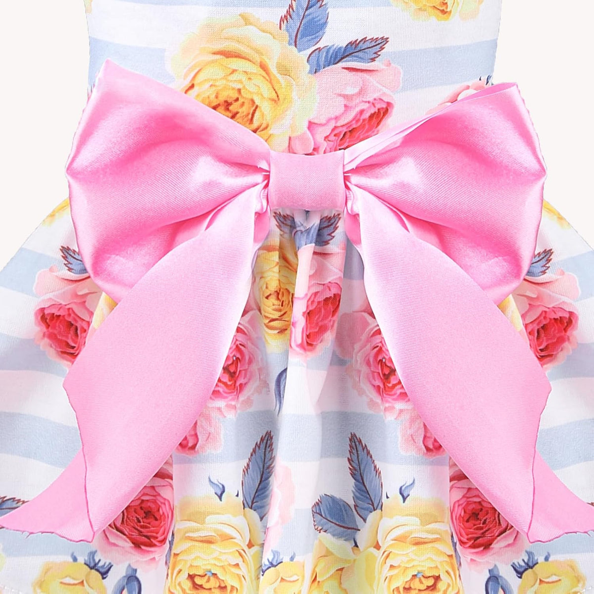 PUPTECK Classic Beige Plaid Dog Dress with Bow Puppy Skirt Clothes M – Essentials for Dogs - Pink(Floral) / Medium - image 3