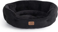 Bedsure Small Dog Bed Washable, Round Cat Beds for Indoor Cats - 20"L x 19"W x 6"Th / Black