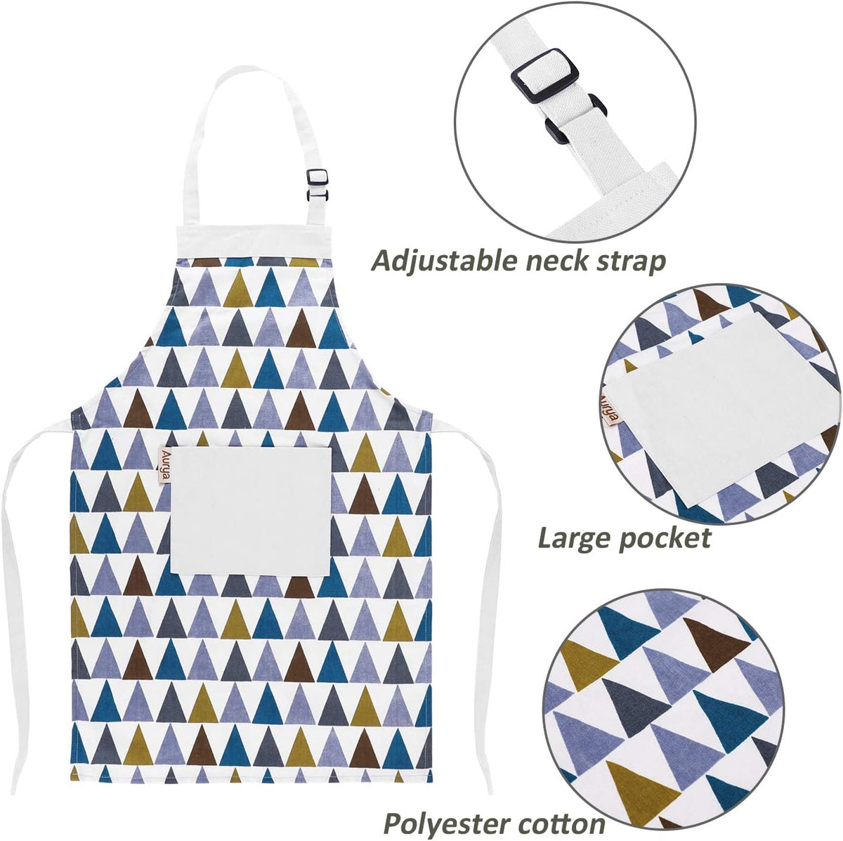Aurya kids apron and chef hat set in light blue with front pocket and adjustable strap - view 23