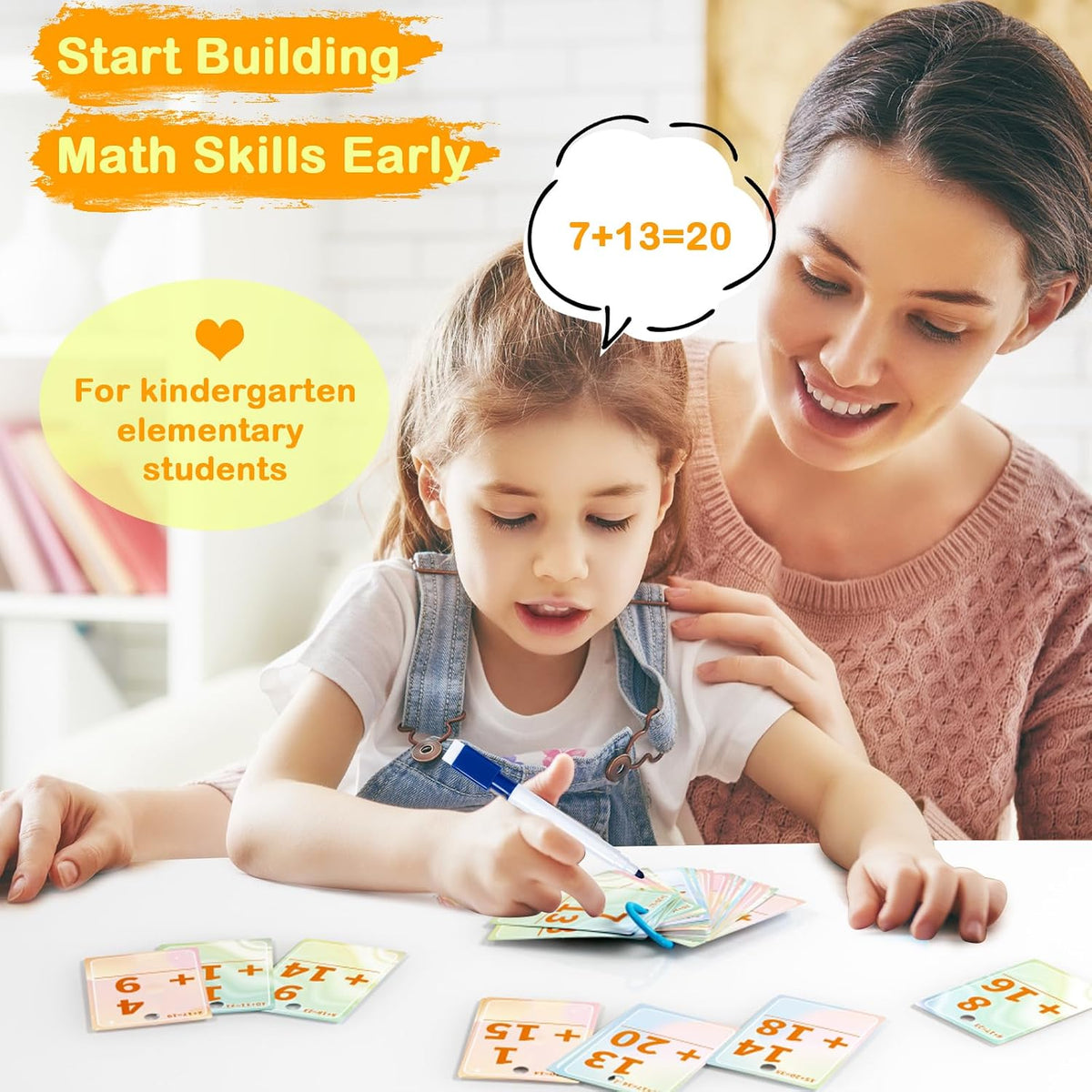 Alened addition and subtraction flash cards with rings and dry-erase markers - view 12