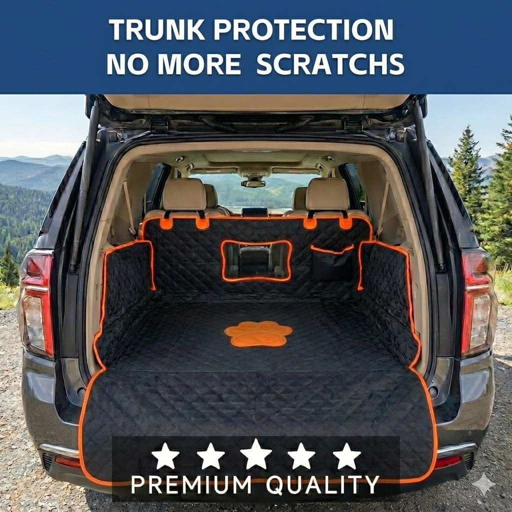 SUV Cargo Liner for Dogs,Waterproof Dog Trunk Cover with Side Flaps – Essentials for Dogs - Dog Paw / XL - image 2