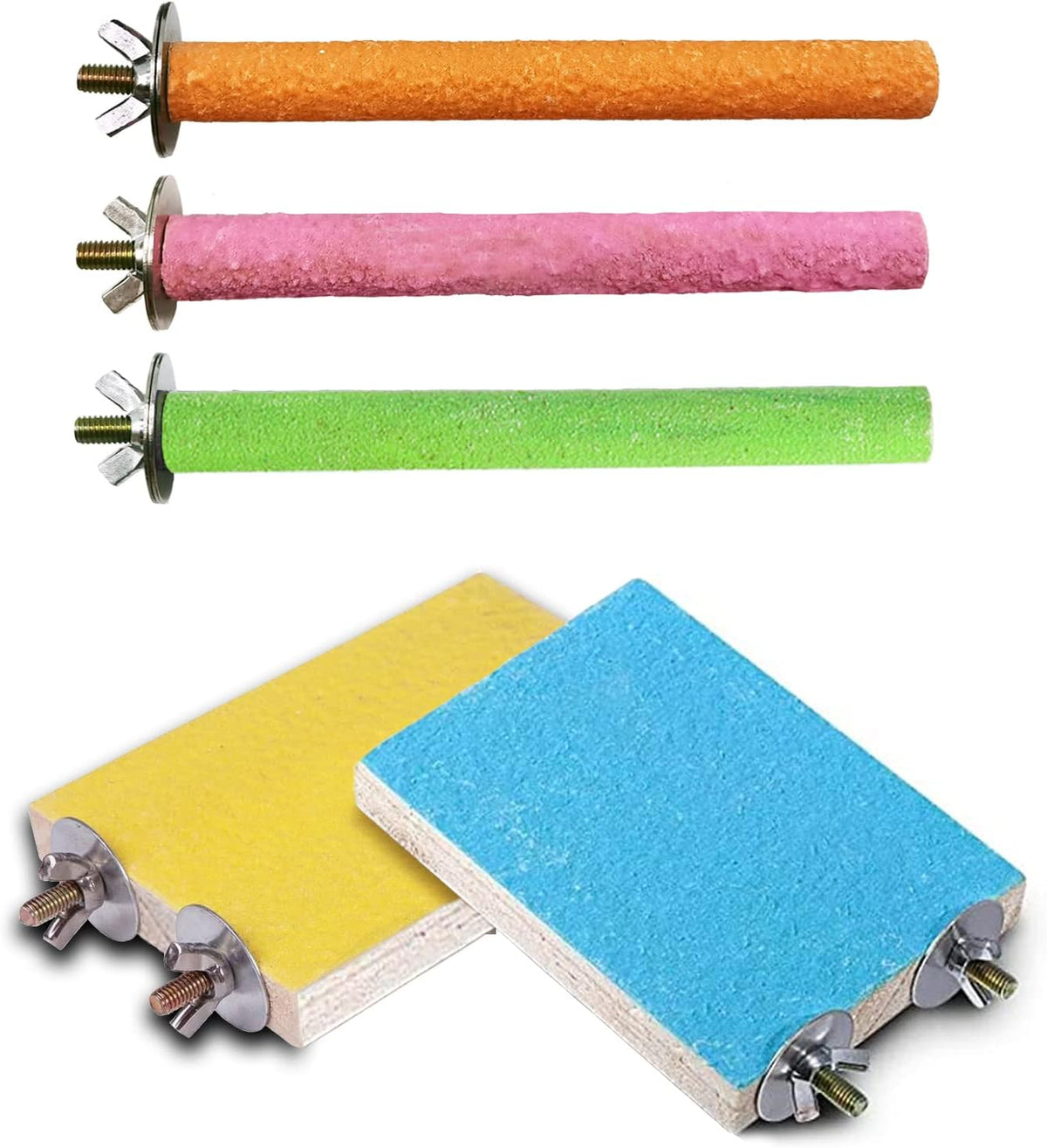 5pcs Bird Perch Stand Platform Natural Wood Parakeet Toys Cage - 5PCS