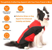 Gimilife Dog Coat, Waterproof Reflective Warm Dog Jacket Clothes for Winter – Essentials for Dogs - Red / XL ( 42-65 LB | 20.47"Neck Girth ) - image 2