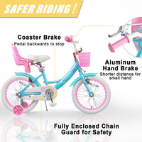 Glerc Maggie Girls Bike, 12-20 Inch Kids Bike for 2-13 Years Old Children, Princess Style Kids - Blue / 16 Inch - image 3