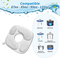 Cat Fountain Filters for 95 oz/2.8 Liter Automatic Pet Fountain Cat Fountain (4 Filters+4 Sponges)