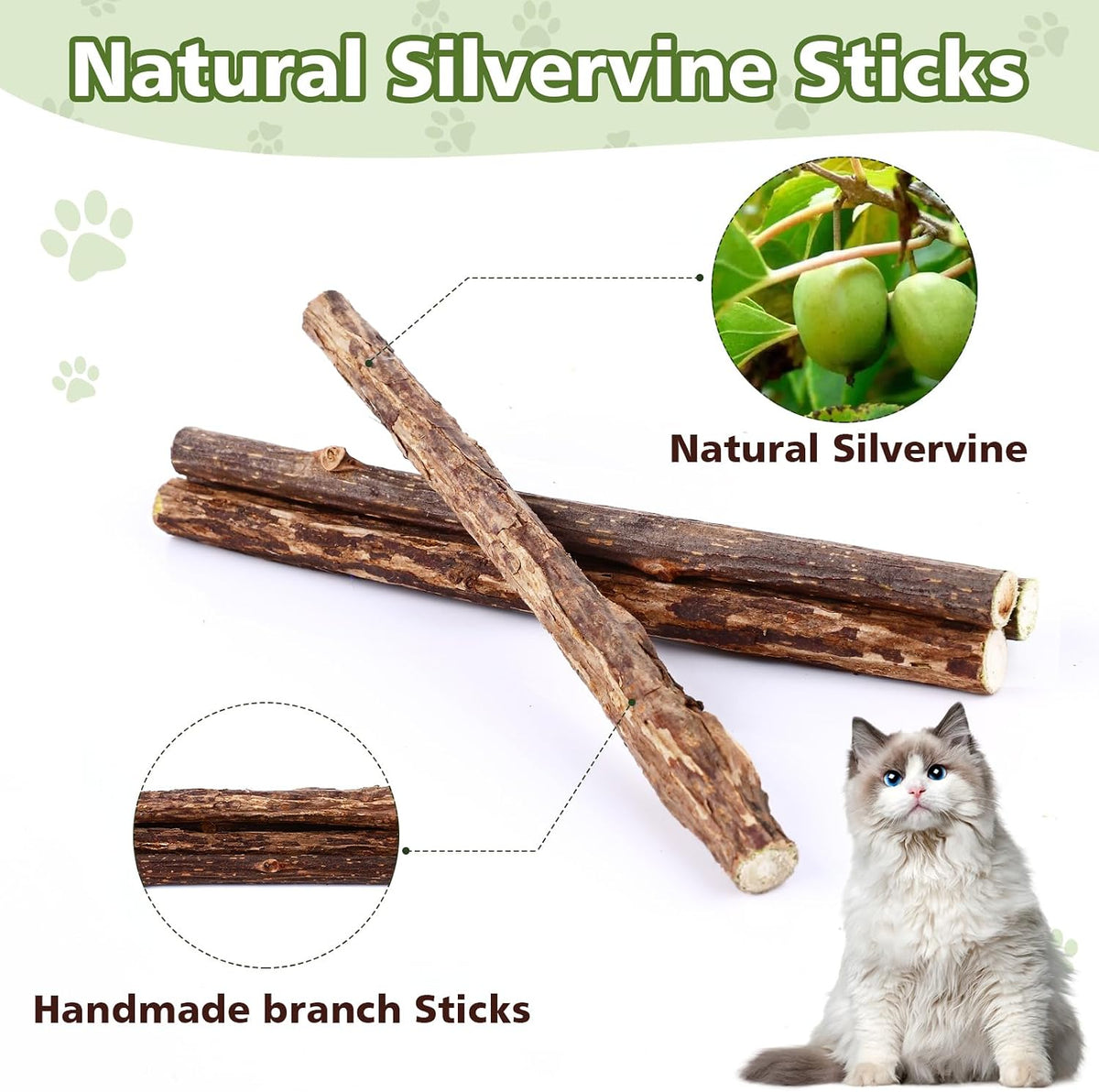 6 Pack Silvervine Sticks for Cat, Natural Catnip Toys – Essentials for Cats - 27 Pack - image 3