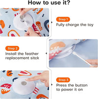 Potaroma Hide and Seek Interactive Cat Toys, Moving Concealed Wand Feather, Automatic Chargeable Indoor Kitten Exercise Kicker, Mouse Squeaky, Floral Cover