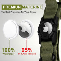 Tactical AirTag Dog Collar Leash Set - Heavy Duty, Adjustable GPS Collar Compatible with Apple AirTag, with Holder & Control Handle for Medium/Large Dogs [ Green, L ]