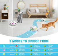 Cat Toys for Indoor Cats - Rechargeable Silent Interactive Automatic Cat Toy | Electric Feather Cat Bird Toy | Electric Cat Teaser Wand | Flapping Butterfly Bird Cat Toy | Toys for Adult Cats