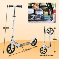 TENBOOM folding kick scooter with 8 inch wheels, rear brake and adjustable handlebar - view 7