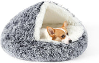 Hooded Donut Dog Bed – Essentials for Dogs - Gradient Dark grey / Large 27.5''