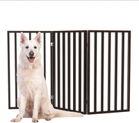 Pet Gate, 3-Panel Indoor Foldable Dog Fence for Stairs, Hallways - Brown / 3 Panel