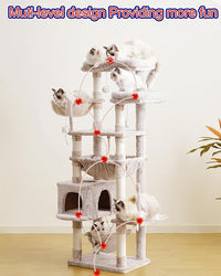Cat Tree, Cat Tower for Large Cats with 2 Big Platforms, 2 Baskets, condo and Toys, 63" Cat Scratching Posts for Indoor Cats, Muchroom GCT020MU