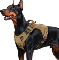 rabbitgoo Tactical Dog Harness for Large - Brown / L(Chest:22"-37",Neck:21.1"-30.3",Back:8.3")
