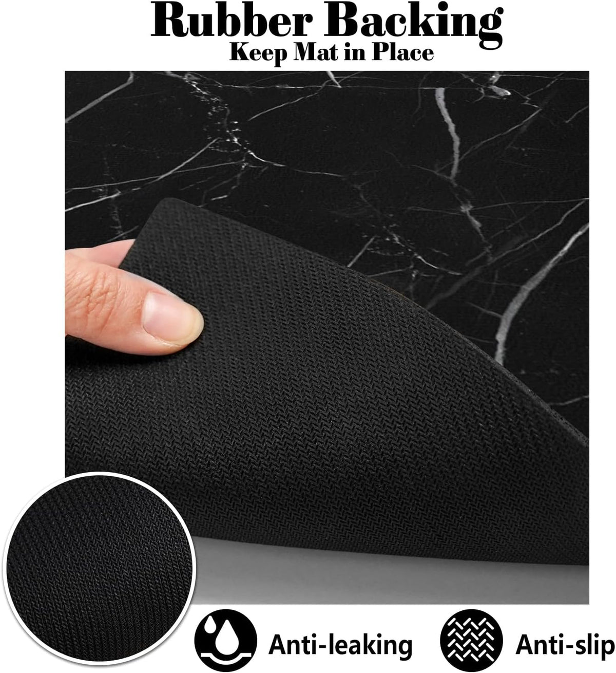Dog Food Mats for Floors Absorbent, Pet Cat Food Mat - M(16"×24") / Marble Black - image 4
